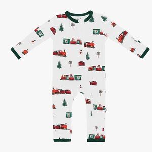 Kyte Zippered Romper in Holiday Train